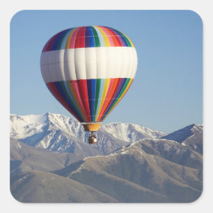 Heißluftballon bei Methven, Canterbury Quadratischer Aufkleber