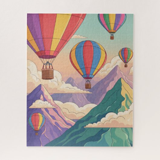 Heißluftballon-Bergabenteuer Puzzle (Vertikal)