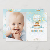 Heißluftballon Birthday Jungle Animals Boy Foto Dankeskarte (Vorne/Hinten)