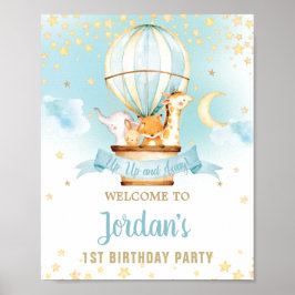 Heißluftballon Birthday Jungle Tiere Willkommen Poster