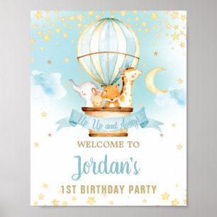 Heißluftballon Birthday Jungle Tiere Willkommen Poster
