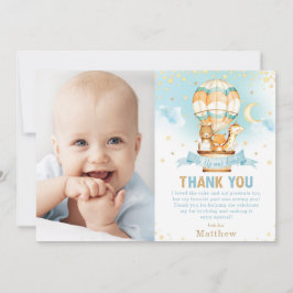 Heißluftballon Birthday Woodland Tiere Foto Dankeskarte