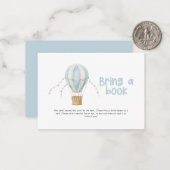 Heißluftballon blaue Babydusche bringen Buch Mitteilungskarte (Vorderseite/Rückseite Beispiel)