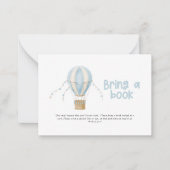 Heißluftballon blaue Babydusche bringen Buch Mitteilungskarte (Vorderseite)