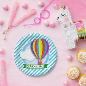 Heißluftballon; Blaue und weiße Streifen Pappteller (Party)