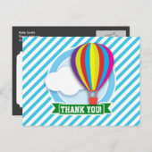 Heißluftballon; Blaue und weiße Streifen Postkarte (Vorne/Hinten)