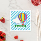 Heißluftballon; Blaue und weiße Streifen Serviette (Beispiel)