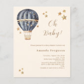 Heißluftballon Blue Baby Dusche Einladung (Vorderseite)