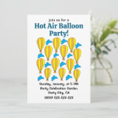 Heißluftballon Blue Clouds Heißluftballon Einladung (Stehend Vorderseite)