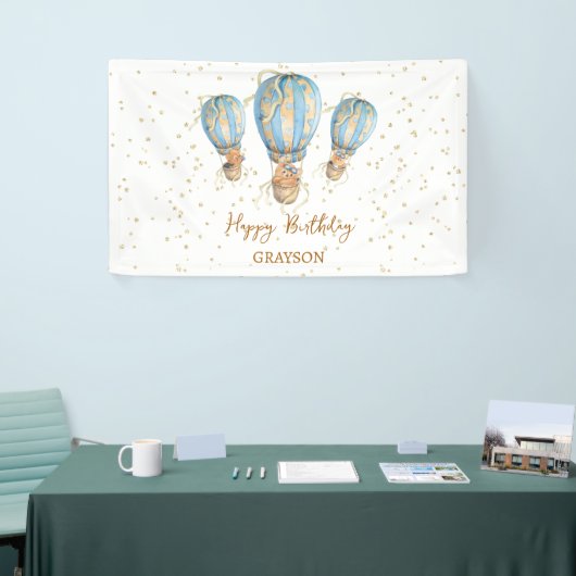 Heißluftballon Boho Happy Birthday Banner (Messeveranstaltung)