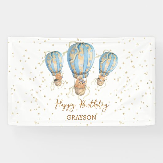 Heißluftballon Boho Happy Birthday Banner (Horizontal)
