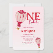 Heißluftballon Bold Red 1. Geburtstag Einladung (Vorderseite)