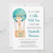 Heißluftballon Boy Babydusche Einladung (Vorderseite)