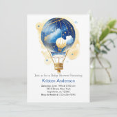 Heißluftballon Boy Babydusche Einladung (Stehend Vorderseite)