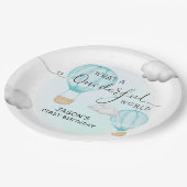 Heißluftballon Boys zum ersten Geburtstag Pappteller (Schrägansicht)