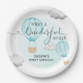 Heißluftballon Boys zum ersten Geburtstag Pappteller (Vorderseite)