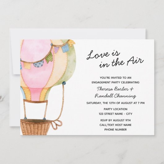 Heißluftballon Bridal Einladung (Vorderseite)