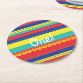 Heißluftballon Bunte Geburtstagsparty Runder Pappuntersetzer (Angewinkelt)