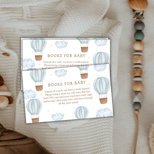 Heißluftballon Cloud Books für Babydusche Begleitkarte