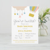 Heißluftballon & Cloud Gender Neutral Baby Dusche Einladung (Stehend Vorderseite)