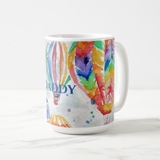 Heißluftballon Daddy bunt Wasserfarbe Tasse (VorderseiteRechts)