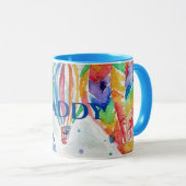 Heißluftballon Daddy bunt Wasserfarbe Tasse (VorderseiteRechts)