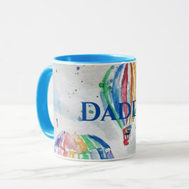 Heißluftballon Daddy bunt Wasserfarbe Tasse