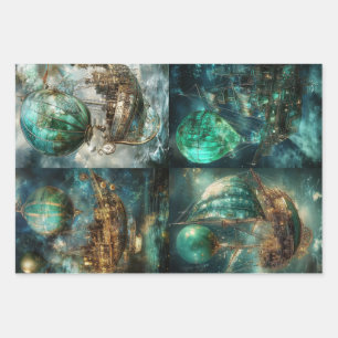 Heißluftballon-Designs & Steampunk  Geschenkpapier Set