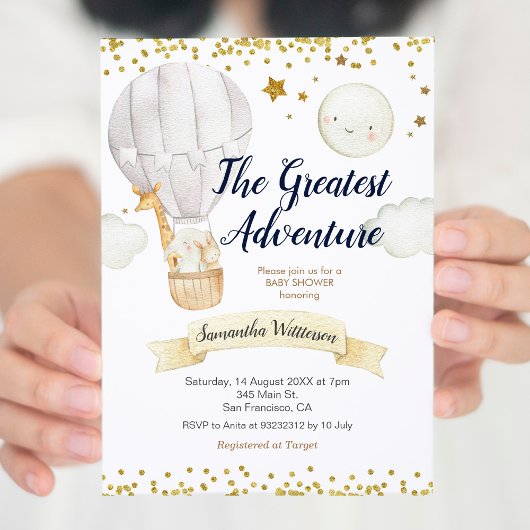 Heißluftballon die bestste Adventure Babydusche Einladung