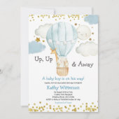 Heißluftballon Dschungeltiere Boy Baby Shower Einladung (Vorderseite)