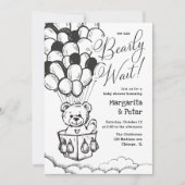 Heißluftballon Einfache Babydusche Teddybär rein Einladung (Vorderseite)