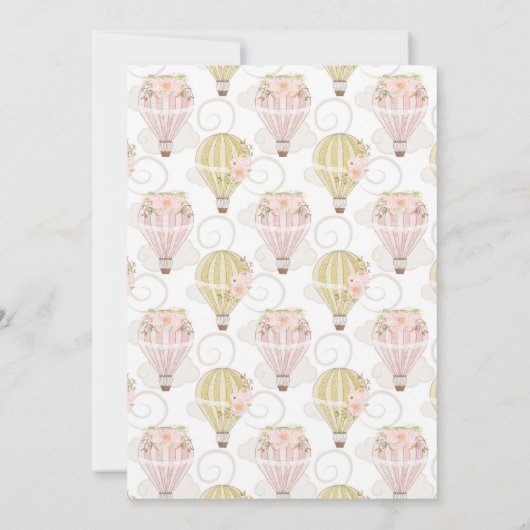 Heißluftballon Einladung Girl 1. Geburtstag (Rückseite)