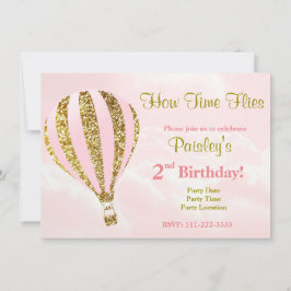 Heißluftballon - Einladung in Rosa und Gold