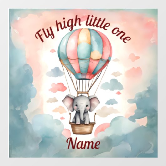 Heißluftballon Elephant Fensteraufkleber (Blatt)