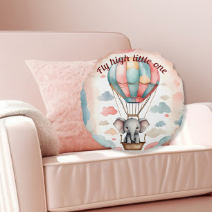 Heißluftballon Elephant Rundes Kissen