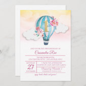 Heißluftballon-erste Geburtstags-Einladung Einladung (Vorne/Hinten)