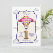 Heißluftballon Erste Geburtstagsparty Einladungen (Stehend Vorderseite)