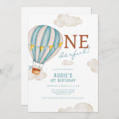 Heißluftballon Erster Geburtstag Einladung (Vorne/Hinten)
