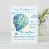 Heißluftballon Es ist eine Boy Baby Dusche Einladu Einladung (Stehend Vorderseite)