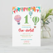 Heißluftballon Fahne Erstgeburtsjunge Einladung (Stehend Vorderseite)