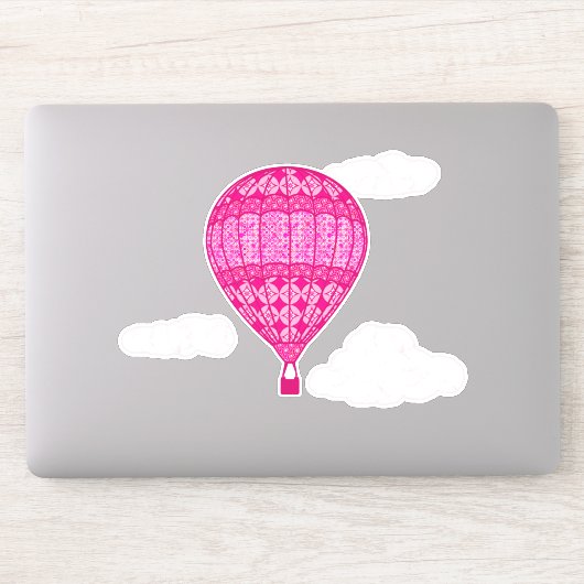 Heißluftballon, Fuchsia Pink Aufkleber (Computer)