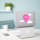 Heißluftballon, Fuchsia Pink Aufkleber (Laptop auf Schreibtisch)