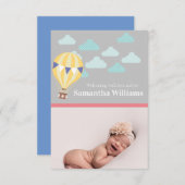 Heißluftballon - Geburtsankündigungskarte (Vorne/Hinten)