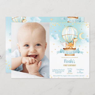 Heißluftballon Geburtstag Niedliches Jungle Animes Einladung