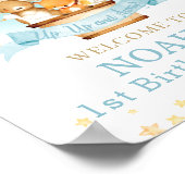 Heißluftballon Geburtstags-Niedliche Tiere Willkom Poster (Ecke)