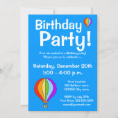 Heißluftballon Geburtstags-Party Einladungen (Vorderseite)