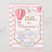 Heißluftballon Geburtstagsparty Einladung (Vorne/Hinten)