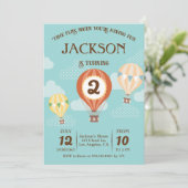 Heißluftballon Geburtstagsparty Einladung (Stehend Vorderseite)