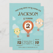 Heißluftballon Geburtstagsparty Einladung (Vorne/Hinten)