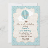 Heißluftballon Geburtstagsparty Einladung Blau (Vorderseite)